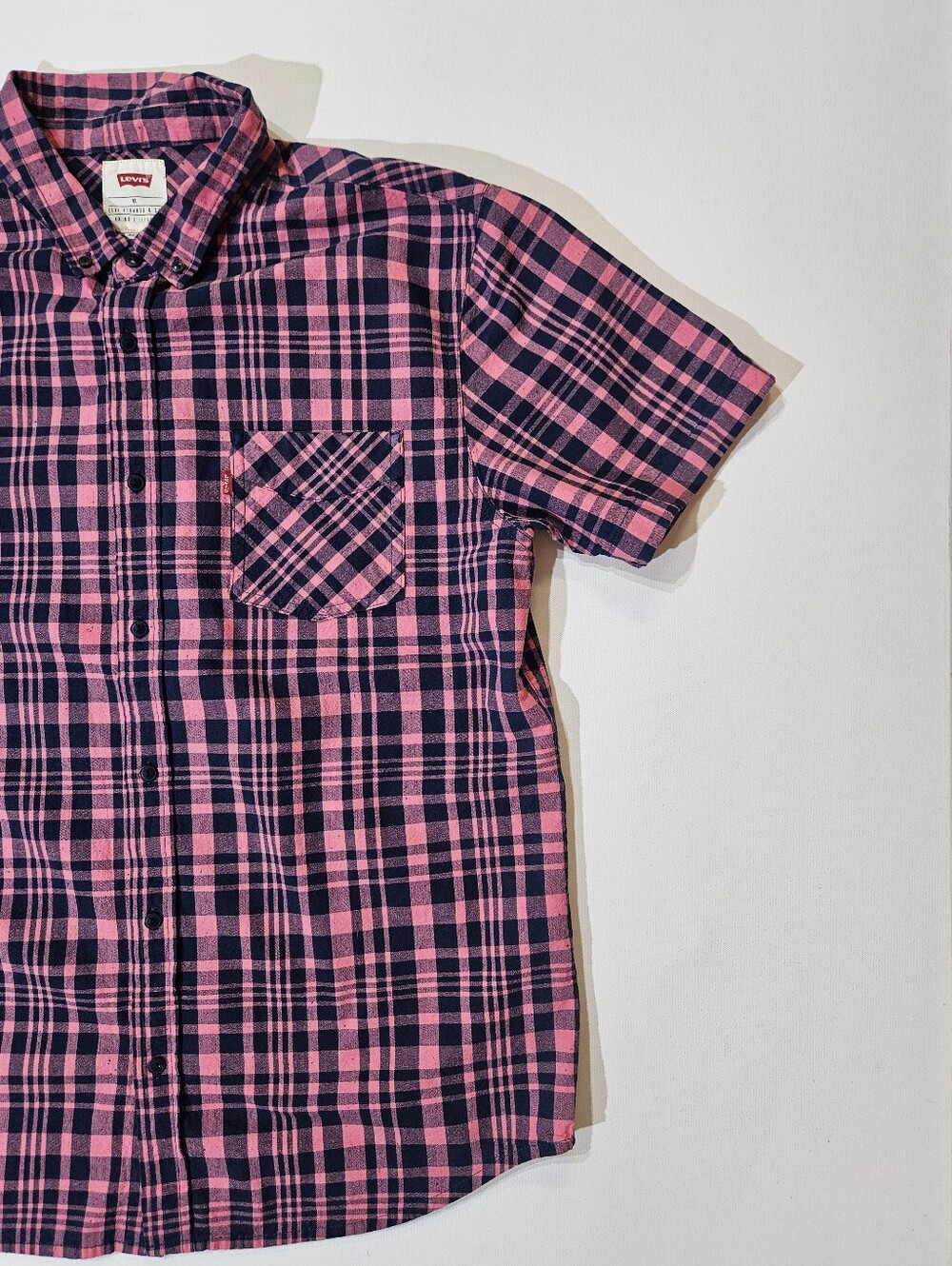Levis Button Down Sanford Plaid Shirt Mens XL Pink Blue Western Classic Retro - Picture 5 of 6